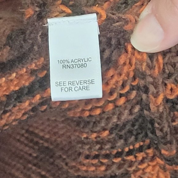 CATO Cardigan Sweater  Hooded Long Women's 14/16W Long Bell Sleeves Orange/Brown - Picture 7 of 10